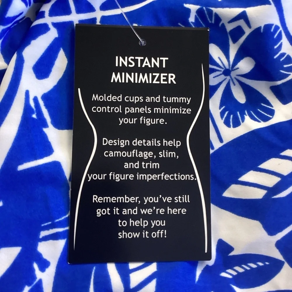 Maxine of Hollywood NWT Blue and White Blueberry One Piece Swimsuit Sz 20W